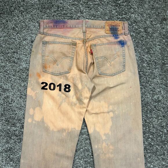 Asspizza Jeans 2018 NYC Pop Up F Life Screenprint Hand Painted 32x34 Dyed - Picture 10 of 12